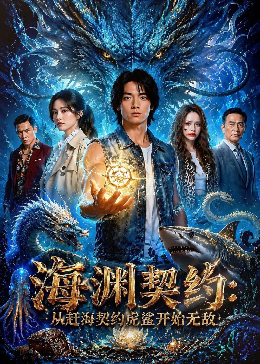 《海渊契约：从赶海契约虎鲨开始无敌（72集）AI短剧 (2026)》短剧封面