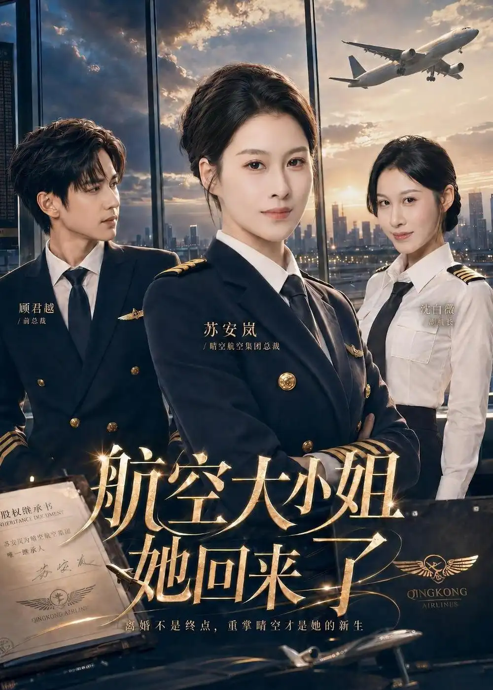 《航空大小姐她回来了（60集）夏天琪＆戴睿（夸克网盘）》短剧封面