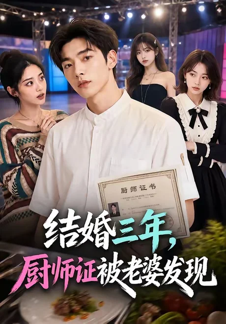 《结婚三年,厨师证被老婆发现(86集)(百度网盘)》短剧封面
