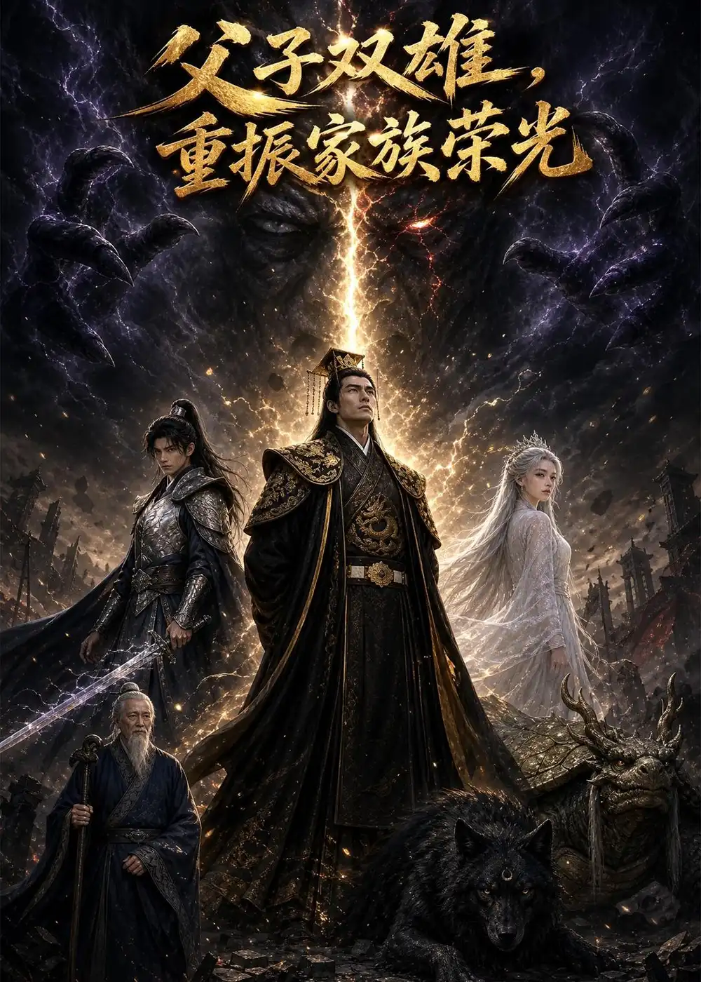 《父子双雄，重振家族荣光（80集）AI短剧（夸克网盘）》短剧封面