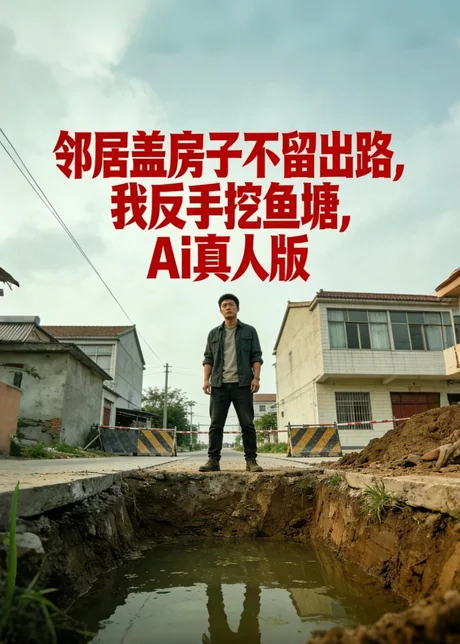《邻居盖房子不留出路我反手挖鱼塘Ai真人版（17集）Ai短剧（百度网盘）》短剧封面