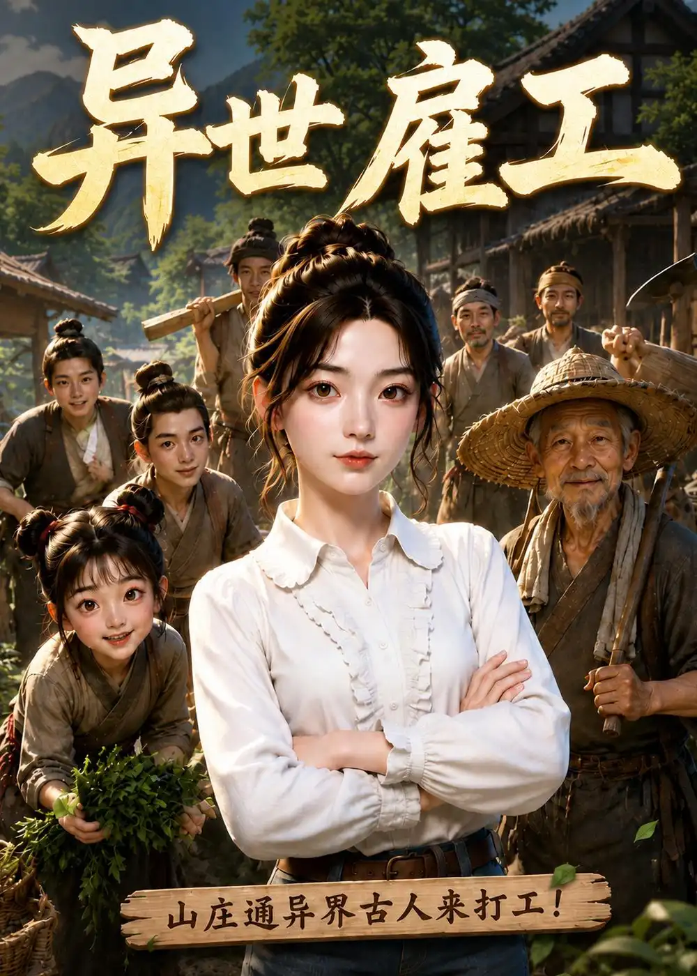 《异世雇工：山庄通异界古人来打工（68集）（夸克网盘）》短剧封面