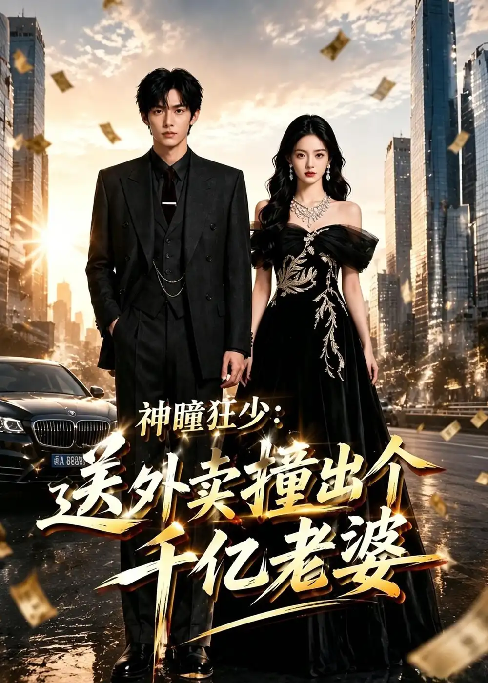 《神瞳狂少：送外卖撞出个千亿老婆（66集）AI短剧 (2026)》短剧封面