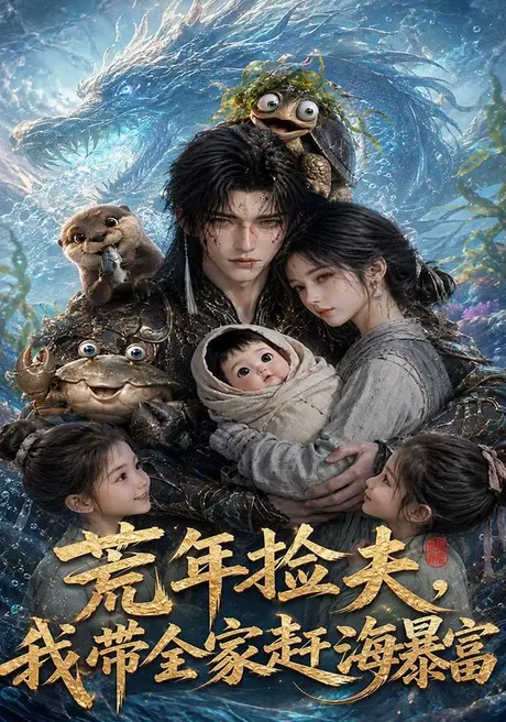 《荒年捡夫，我带全家赶海暴富（118集）（夸克网盘）》短剧封面