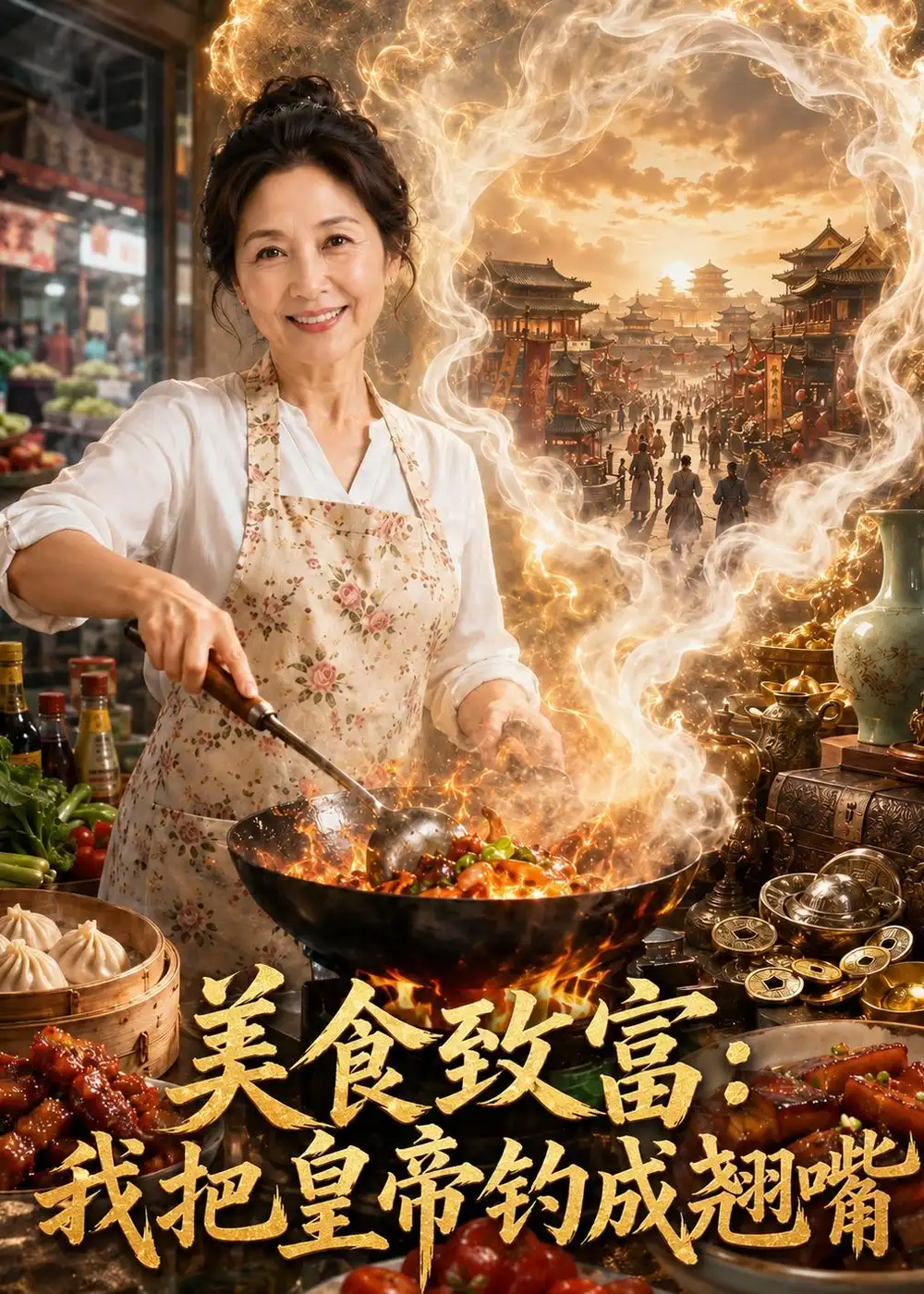 《美食致富：我把皇帝钓成翘嘴（100集）（夸克网盘）》短剧封面