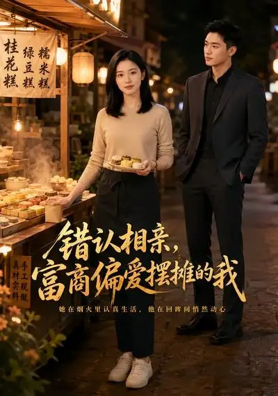 《错认相亲,富商偏爱摆摊的我(30集)AI短剧 (2026)》短剧封面