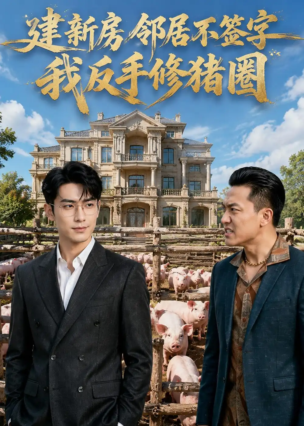 《建新房邻居不签字,我反手修猪圈(61集)AI短剧(夸克网盘)》短剧封面