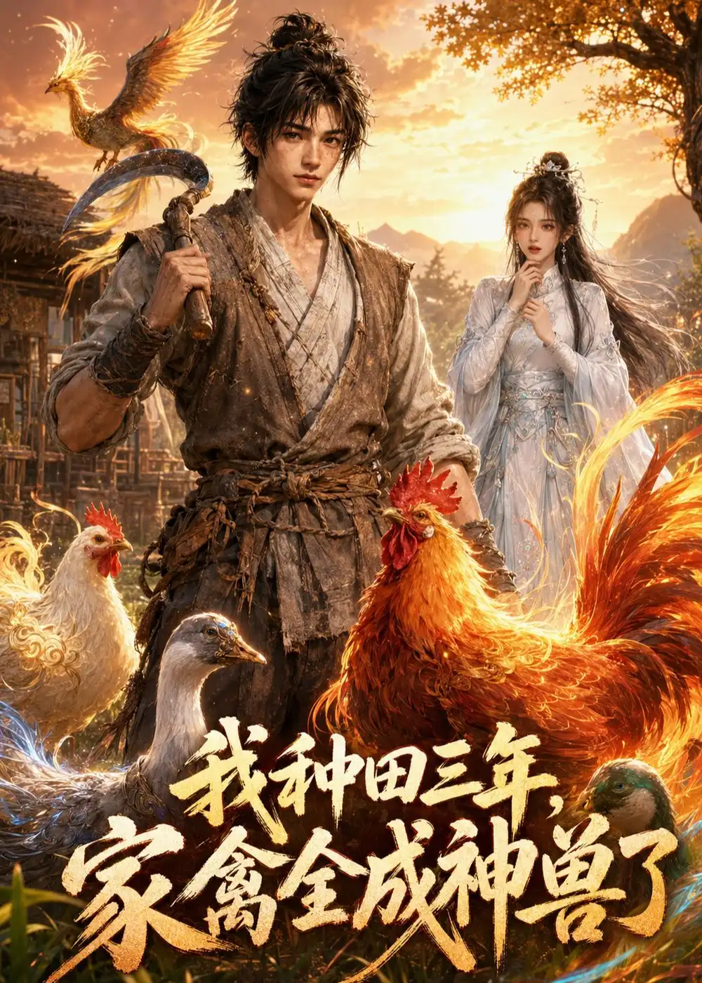 《104(1).我种田三年，家禽全成神兽了（70集）》短剧封面