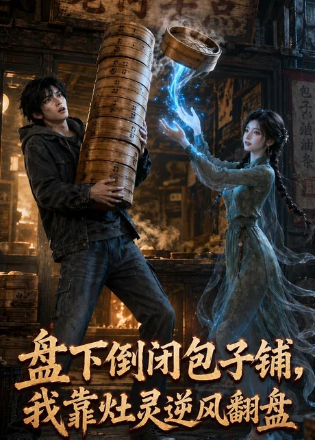 《盘下倒闭包子铺，我靠灶灵逆风翻盘（50集）AI短剧（百度网盘）》短剧封面