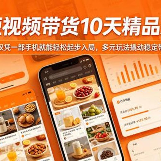 快手短视频带货10天精品速成课，普通人仅凭一部手机就能轻松起步入局，多元玩法撬动稳定带货收益封面