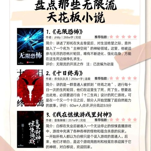 无限流小说72本封面