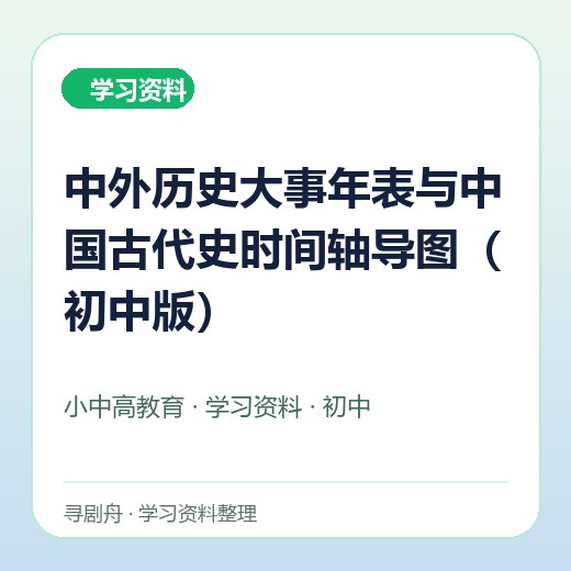 中外历史大事年表与中国古代史时间轴导图(初中版) 中外历史大事年表与中国古代史时间轴导图(初中版)封面